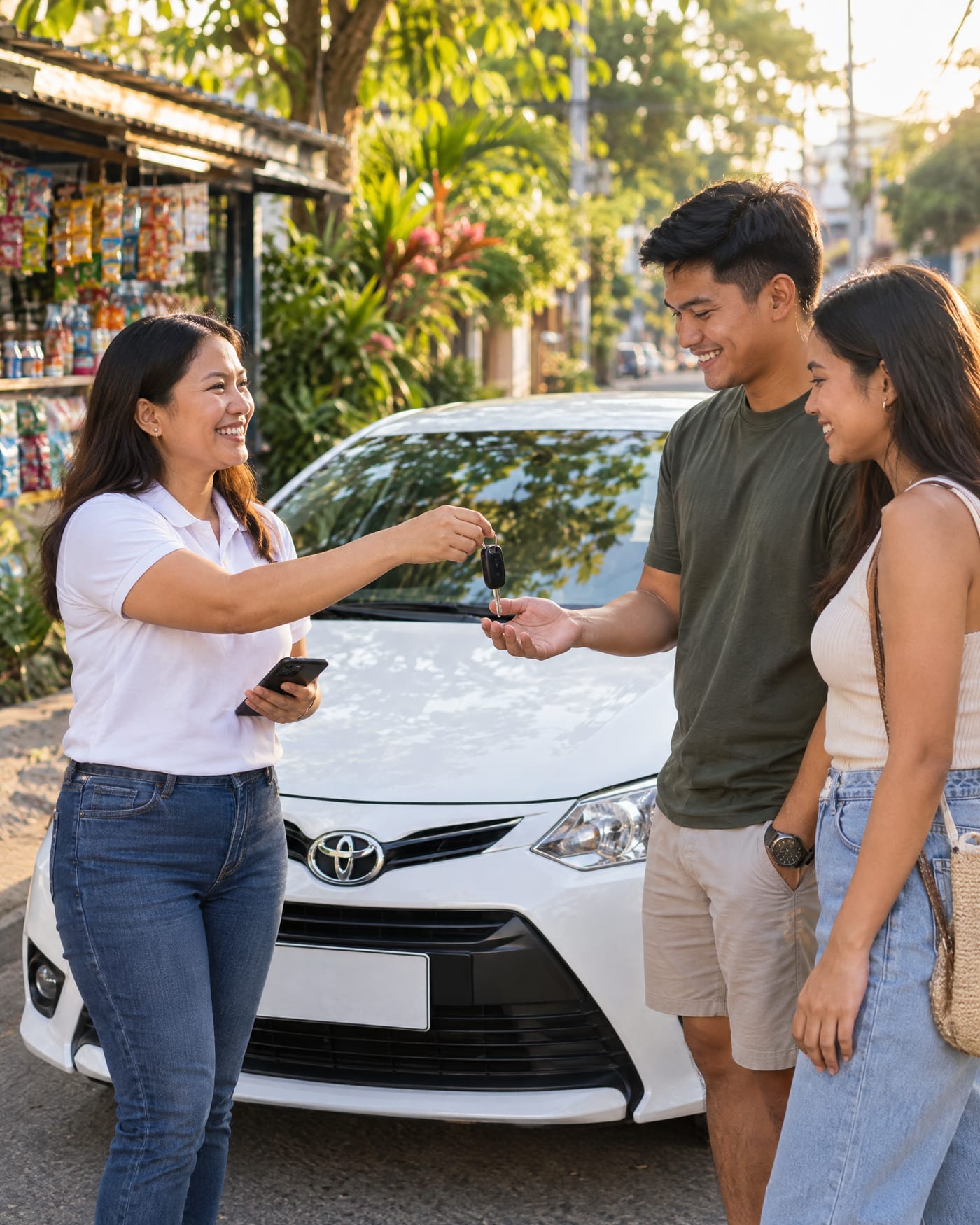 Rental owner handing over car keys